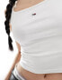 Tommy Jeans cropped essential strappy vest top in white weiß, XS - EU 34 - фото #2