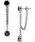 Black Cubic Zirconia & Chain Front-to-Back Earrings in Sterling Silver, Created for Macy's