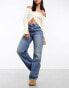 Фото #8 товара Stradivarius wide leg dad jean in dark vintage wash