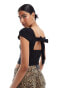 Фото #1 товара ASOS DESIGN tie bow open back top in black