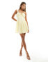 Фото #2 товара Kaiia milkmaid tie front mini dress in yellow