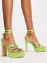 Public Desire Viola platform sandals in lime satin