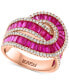 ფოტო #1 პროდუქტის EFFY® Ruby (3-1/4 ct. t.w.) & Diamond (5/8 ct. t.w.) Swirl Statement Ring in 14k Rose Gold