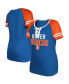 Фото #1 товара Women's Royal Denver Broncos Throwback Raglan Lace-Up T-shirt