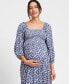 ფოტო #8 პროდუქტის Women's Maternity Crepe Shirred Bodice Maxi Dress
