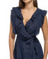 Women's Flutter-Sleeve Ruffle-Front Tie-Waist Gown