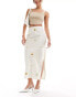 Фото #4 товара Emory Park satin slip midi skirt with ditsy floral in off white