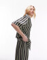 Topshop co ord stripe linen oversized shirt in multi 36 - фото #2