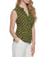Women's Dot-Print Twist-Front Sleeveless Shirt