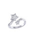 ფოტო #1 პროდუქტის Gleaming Star Duo Design Sterling Silver Diamond Women Ring