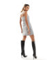 Simmi bandeau button through utility exposed pocket detail mini dress in grey grau, 36 - фото #4