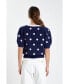 Фото #2 товара Women's Shell Embroidered Puff Sleeve Sweater