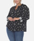 ფოტო #2 პროდუქტის Plus Size Pleated Long Sleeve Top