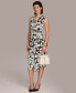 Women's Floral Print Gathered Sleeveless Midi Dress