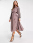 Фото #8 товара ASOS DESIGN midi dress with linear yoke embellishment in mauve