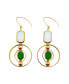 Green and White Art Deco Earrings