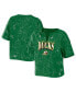 Фото #1 товара Women's Green Oregon Ducks Bleach Wash Splatter Cropped Notch Neck T-shirt
