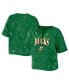 ფოტო #1 პროდუქტის Women's Green Oregon Ducks Bleach Wash Splatter Cropped Notch Neck T-shirt