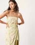 ASOS EDITION embroidered drape bandeau midi dress with fringe in olive Зеленый, 42 - фото #2