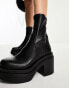 Фото #2 товара ASOS DESIGN Raven chunky mid-heeled sock boots in black