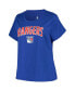 ფოტო #3 პროდუქტის Women's Blue New York Rangers Plus Size Arch Over Logo T-shirt