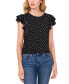 Women's Double Ruffle Floral-Print Knit Blouse