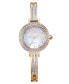 ფოტო #1 პროდუქტის Eco-Drive Women's Pink Gold-Tone Stainless Steel & Crystal Bangle Bracelet Watch 25mm