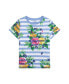 Toddler and Little Girls Striped Floral Cotton Jersey T-shirt