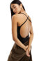 Фото #6 товара Miss Selfridge seamless cross back bodysuit in black
