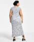 Фото #2 товара Trendy Plus Size Printed Sleeveless Ruched-Side Midi Dress, Created for Macy's