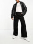Фото #7 товара Miss Selfridge Petite tailored wide leg trouser in black - BLACK