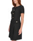 ფოტო #5 პროდუქტის Petite Round-Neck Short-Sleeve Fringe-Trim Dress