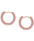 ფოტო #6 პროდუქტის Gold-Tone Mauve Enamel Hoop Earrings Set
