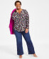 Фото #4 товара Plus Size Printed Zip-Detail Top, Created for Macy's