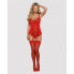 Stockings with Garter Obsessive OB1489 Red L/XL