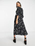 Nobody's Child Rosie heart print midi dress in black