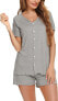 Фото #7 товара Vlazom Women's Pyjama Set, Scoop Neck Pyjamas, Summer Leisure Suit for Women, Short-Sleeved Sleep Shirt with Buttons