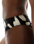 New Look high waist printed bikini bottoms in black