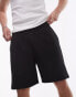 Topman oversized fit airtex short in black