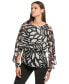 Фото #4 товара Women's Printed Capelet Split-Sleeve Blouse