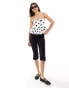 Stradivarius bandeau top with balloon hem detail in polkadot Черный, L - фото #1