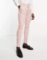 ASOS DESIGN super skinny suit trouser in linen mix in puppytooth check in pink