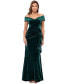 ფოტო #1 პროდუქტის Petite Ruffled Off-The-Shoulder Velvet Gown