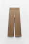 Wide-leg plain knit linen blend trousers