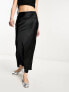 COLLUSION low rise satin maxi skirt in black