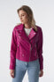 Фото #2 товара Women's Classic Biker Jacket, Fuchsia Nappa