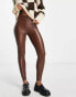 Фото #1 товара Bershka faux leather legging in brown