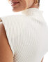 ASOS DESIGN supersoft ribbed shoulder pad sleeveless top in white