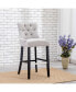 Фото #9 товара 29" Linen Fabric Tufted Buttons Upholstered Wingback Bar Stool