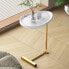 White C-Shaped Side Table, Small Sofa Table For Cough, Bedroom